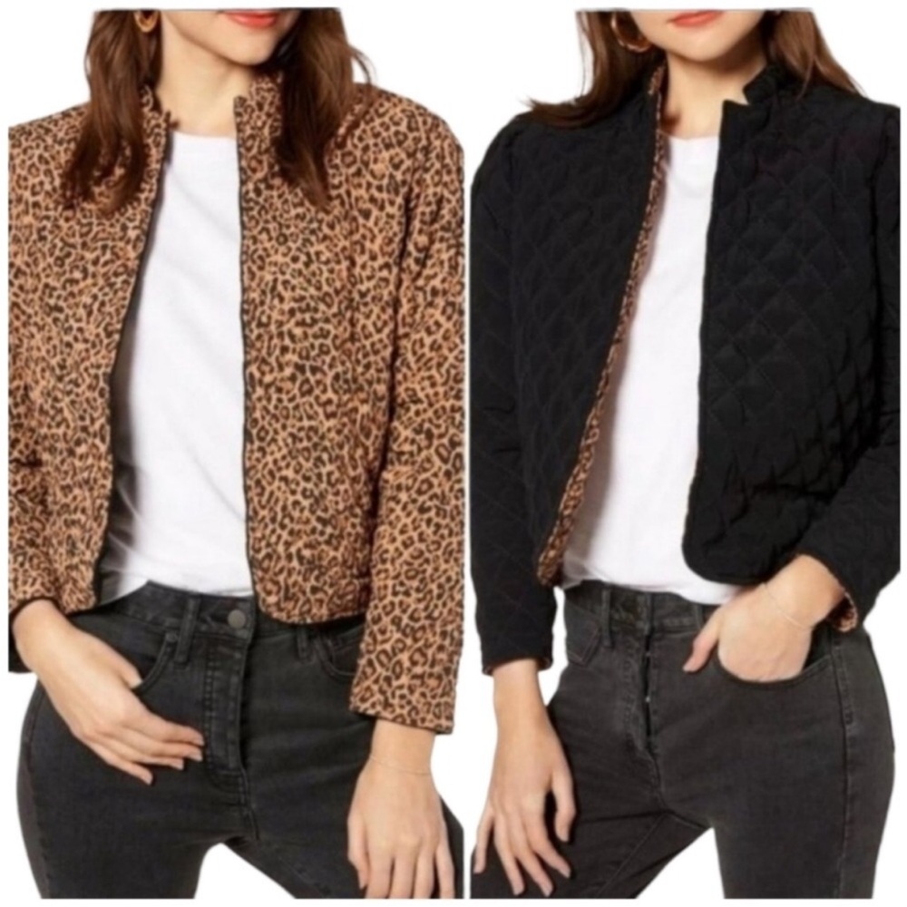 Something Navy Leopard and Black Reversible Jacket